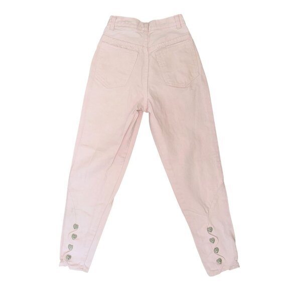 Vintage Jordache Skinny Tapered Leg Juniors Jeans 7 8 27 Pink Heart Buttons - Picture 6 of 9